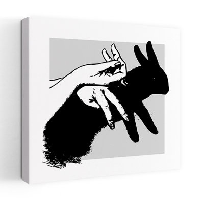 Rabbit Shadow Play Minimalist Contemporary Rabbit Forest Wall Art Print by Marja Van Den - Wrapped Canvas Print