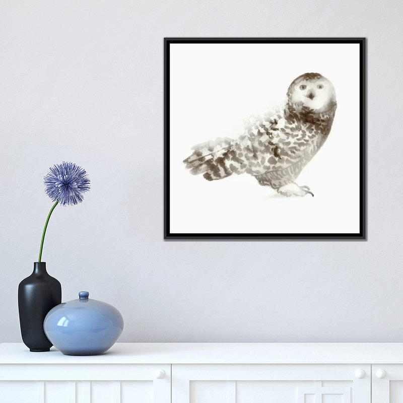 «Owl», reproduction sur toile, H 18 po x l 18 po x P 1,5 po, Toile encadrée noire, Pas de tapis
