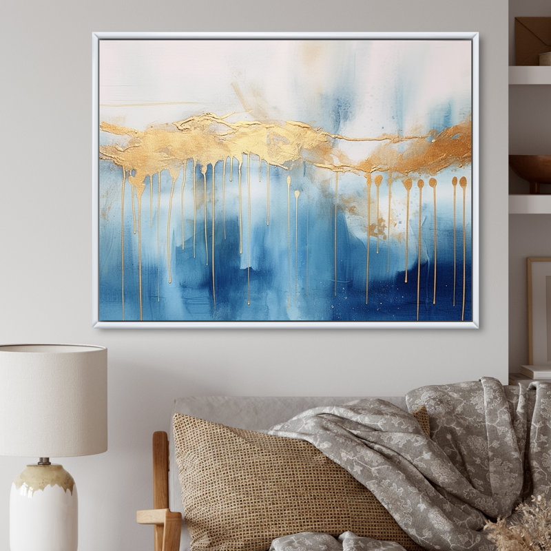 Momentary Spirit Golden Wave, peinture I - reproduction, 12" H x 20" W, Cadre flottant blanc