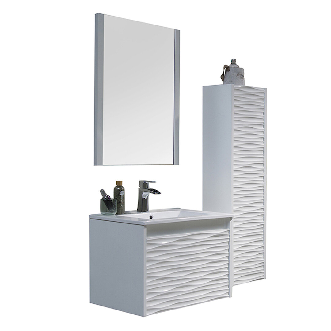 Fresca Quadro White Pedestal Sink W Medicine Cabinet - Modern Bathroom Vanity