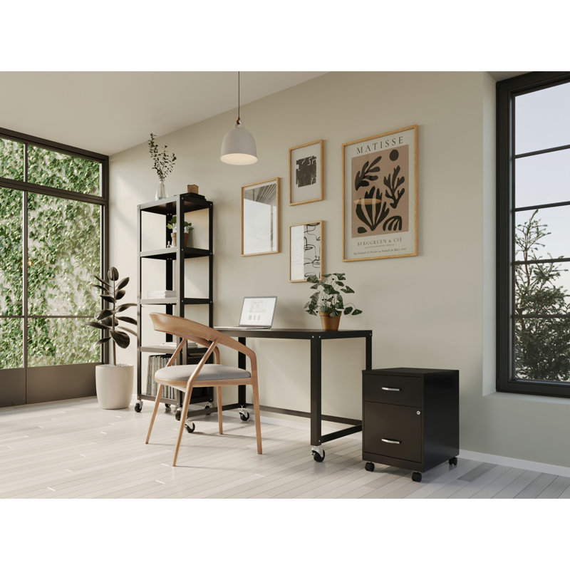 Home Office Desk and Storage Set, Black