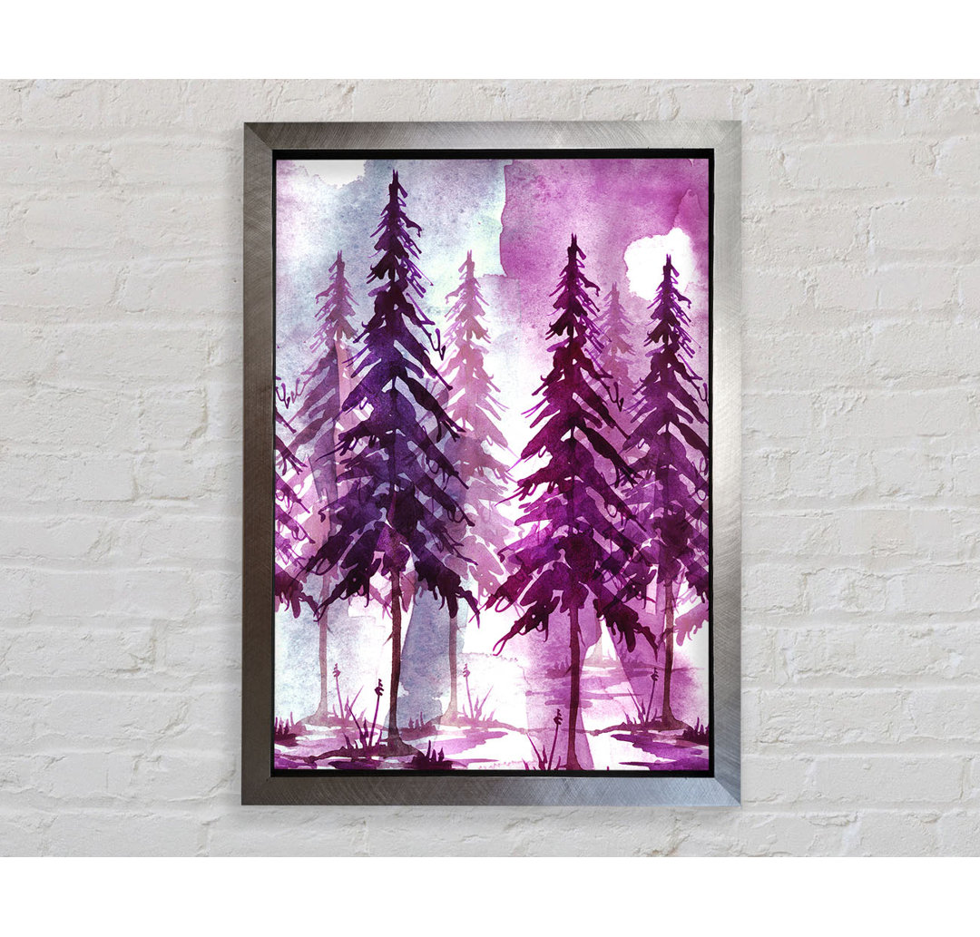 Purple Tree Line - Einzelner Bilderrahmen Kunstdrucke