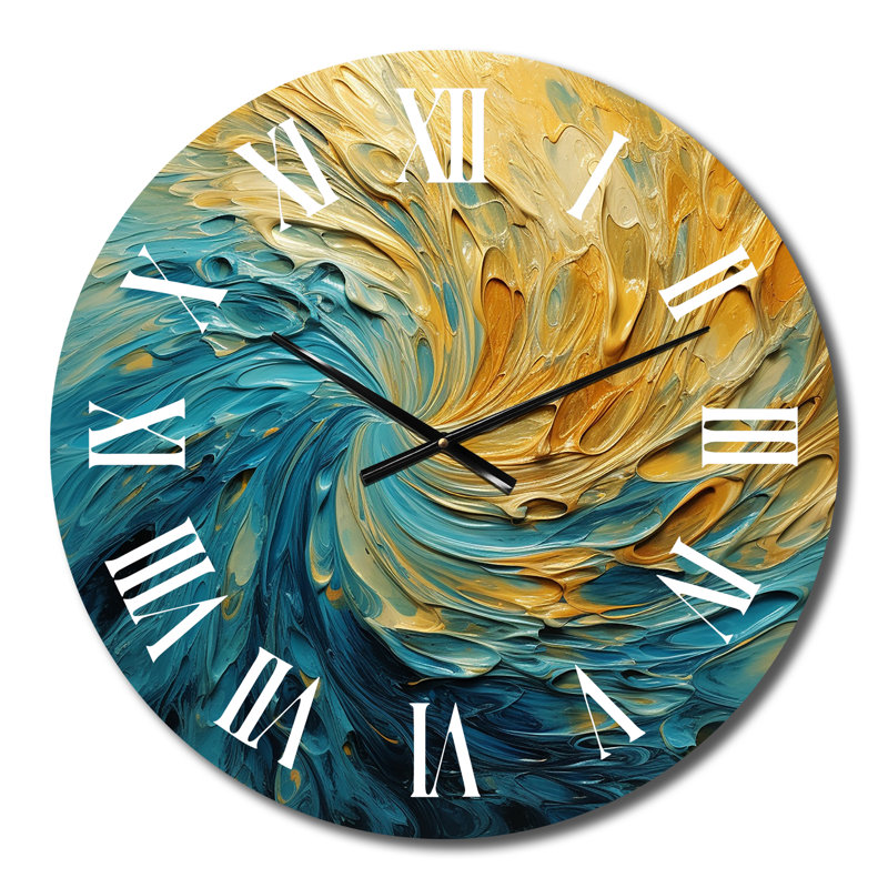 Horloge murale spirales abstraites Golden Ocean, Petit