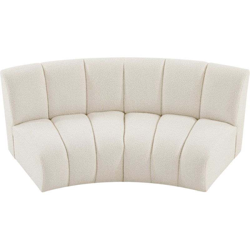 Izen Upholstered Curved Sectional Symmetrical, Cream Boucle Fabric