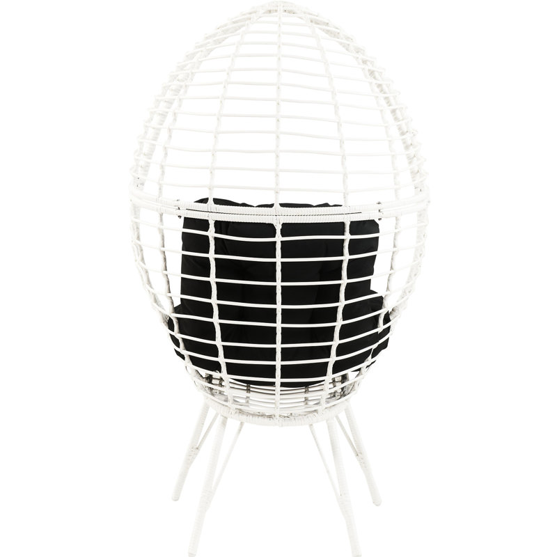 Chaise de patio moderne en noir et blanc avec coussin d'assise confortable