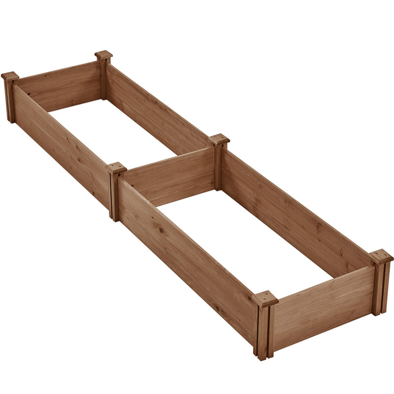 Wooden Raised Garden Bed, 27cm H x 241.5cm W x 62.5cm D, Dark Brown