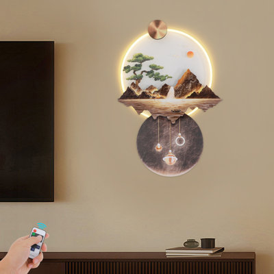 Wall Art Decorations With LED Light and Remote Control Trees Hills Sun Decor