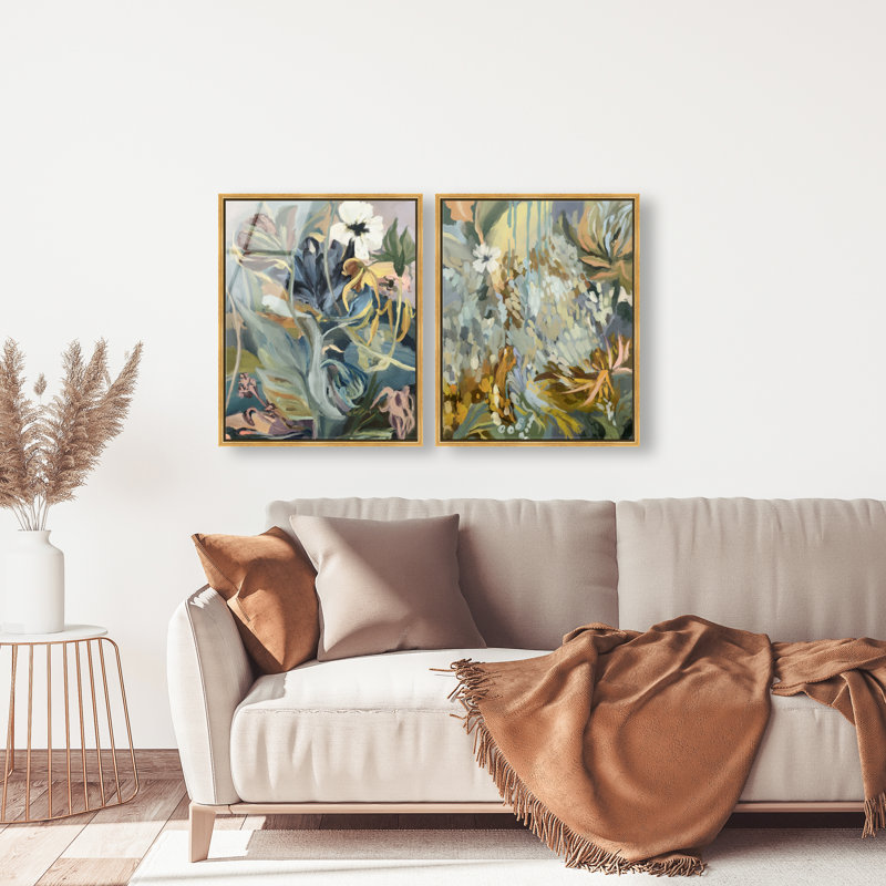 Moss Overlap Set Set by Oliver Gal, 92"H x 74"W, Gold Floater Frame