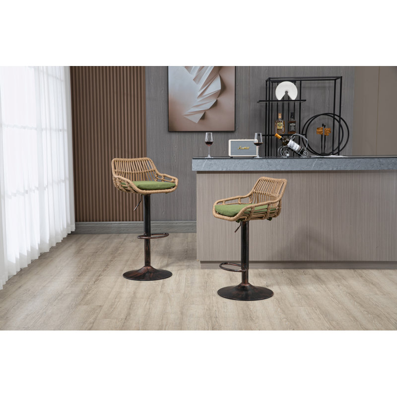 Alteriq Swivel Upholstered Adjustable Height Counter Stool, Green
