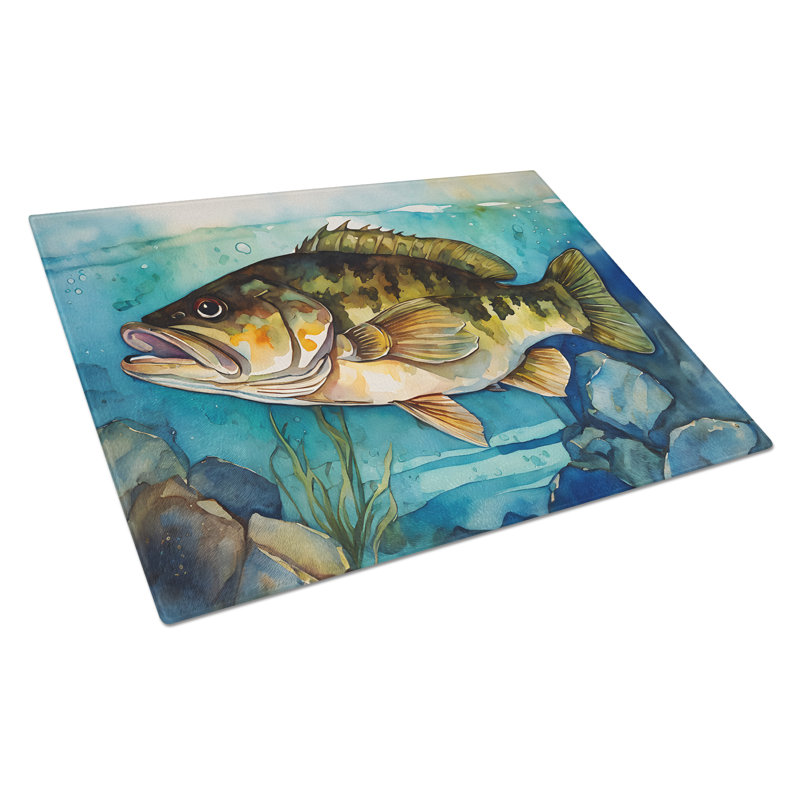 Smallmouth Bass Glass Cutting Board Large