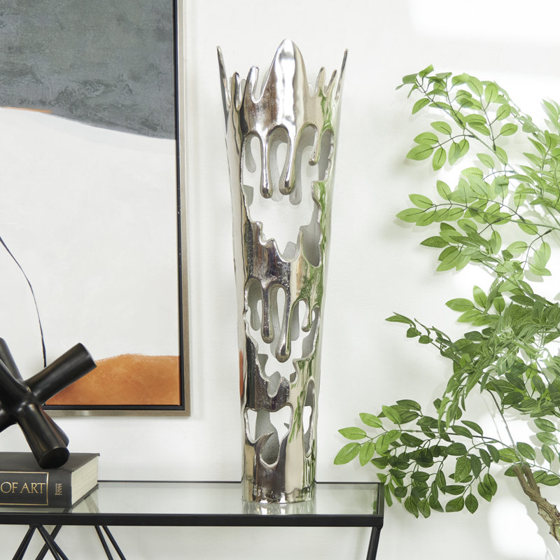 Moderna Aluminum Floor Vase, Silver