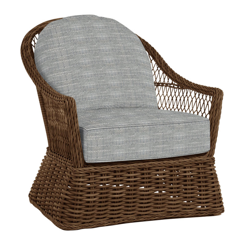 Soho Patio Chair with Cushions, Rollo Chambray, No Welt, Soho #83 Raffia