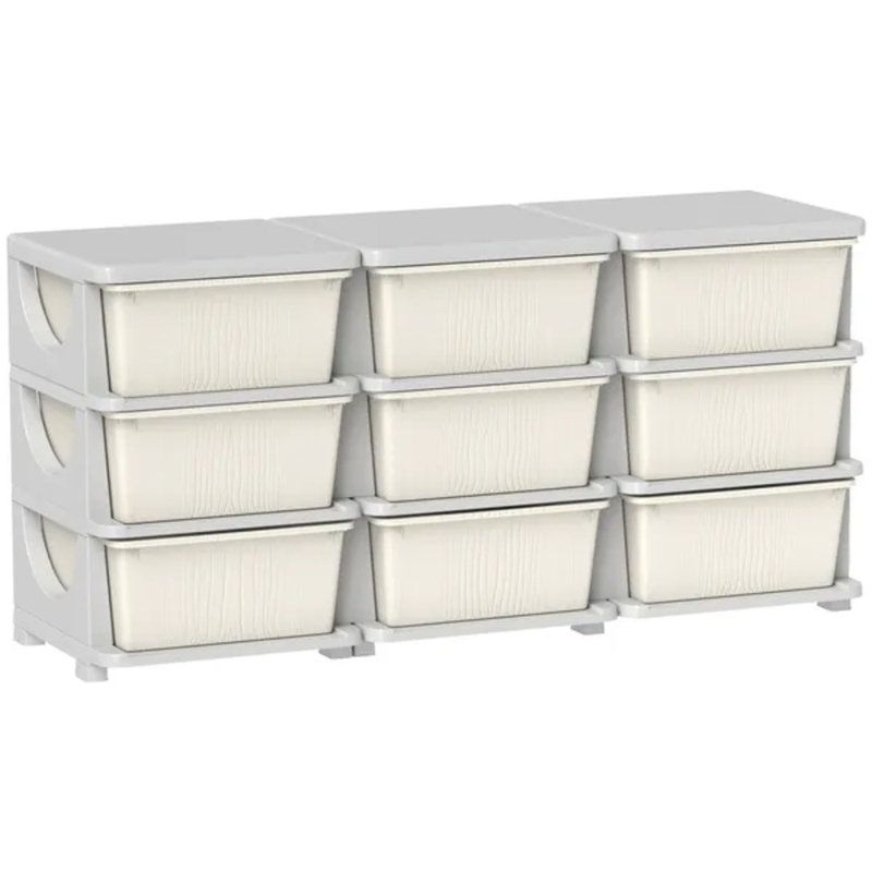 Commode 3 tiroirs 29,5 po avec 9 tiroirs, blanc crème