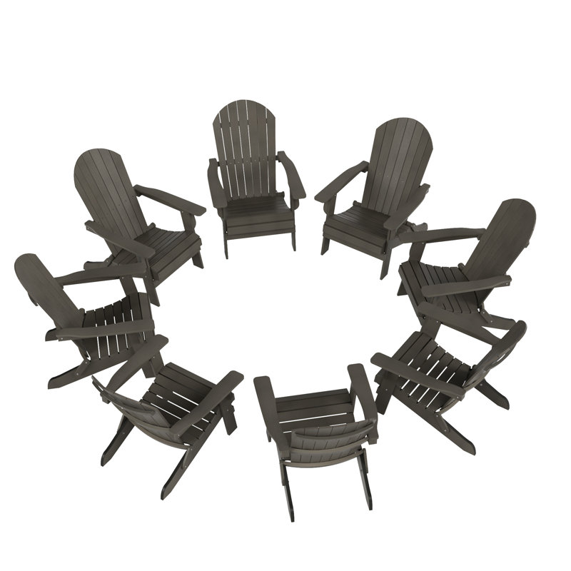 Arrlo Foldable Outdoor Adirondack Set, Charcoal Gray