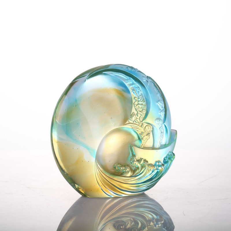 LIULI Crystal, Sailing boat, Ocean Wave and the Sun, Tai Chi Series | Smooth Sailing