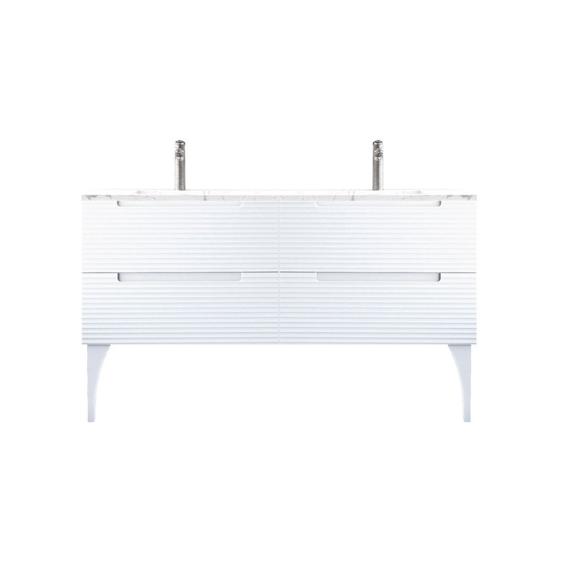 Ensemble de meuble-lavabo double 64 po Ariyannah, Neige