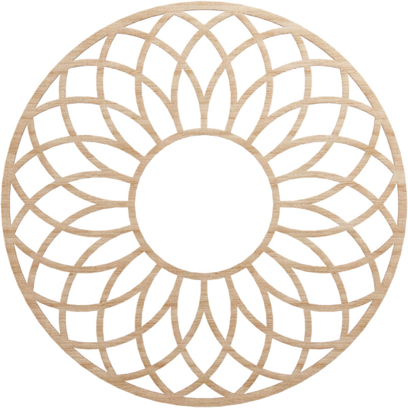 Médaillon de plafond en bois ajouré Cannes, Aulne, H 38 po x l 38 po x P 0,25 po