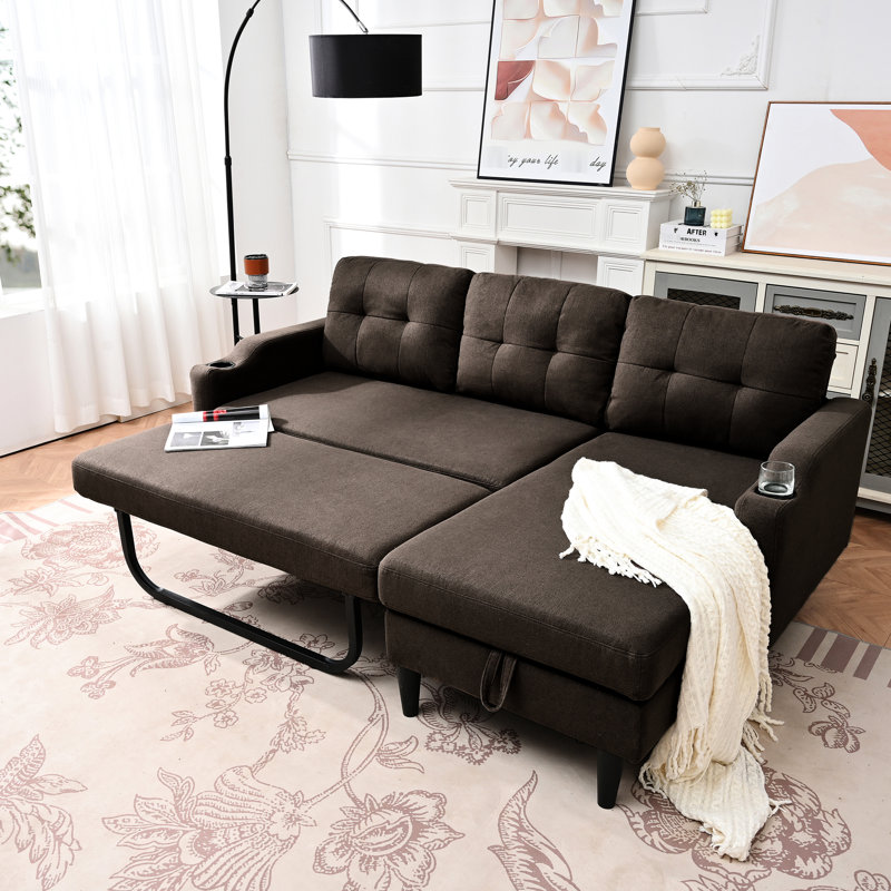 3 places avec rangement et coussins confortables en coton PP, idéal pour le salon, rangement intégré, pieds en plastique, convient à toutes les pièces.