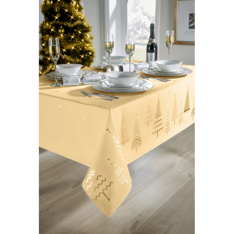 Christmas Tree Tablecloth, Golden, 132.08cm W x 229cm L