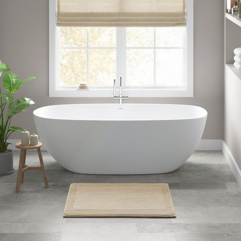 1 tapis de salle de bain réversible 100% coton 3000 g / m² touffeté 3000 g / m², Naturel, Simple - L 30 po x l 20 po