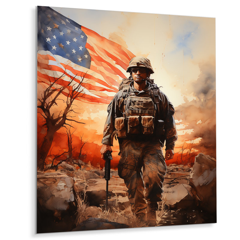 «Military Solder - Army», reproduction d'art en métal, H 32 po x l 16 po x P 1 po