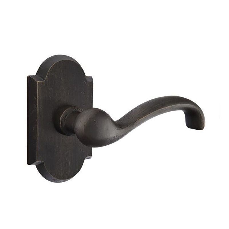Teton Wave/Drop Privacy (Bed & Bath) Door Lever with Arch Rosette, Medium Bronze, Right