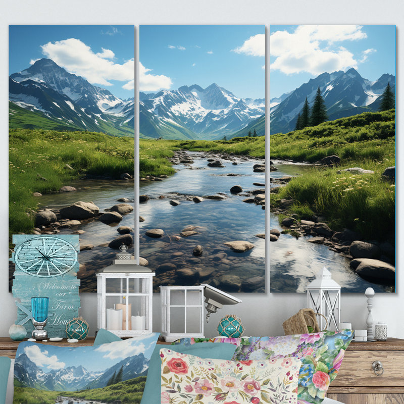 «Alaska Landscape I», reproduction sur toile 3 pièces, H 40 po x l 60 po x P 1 po