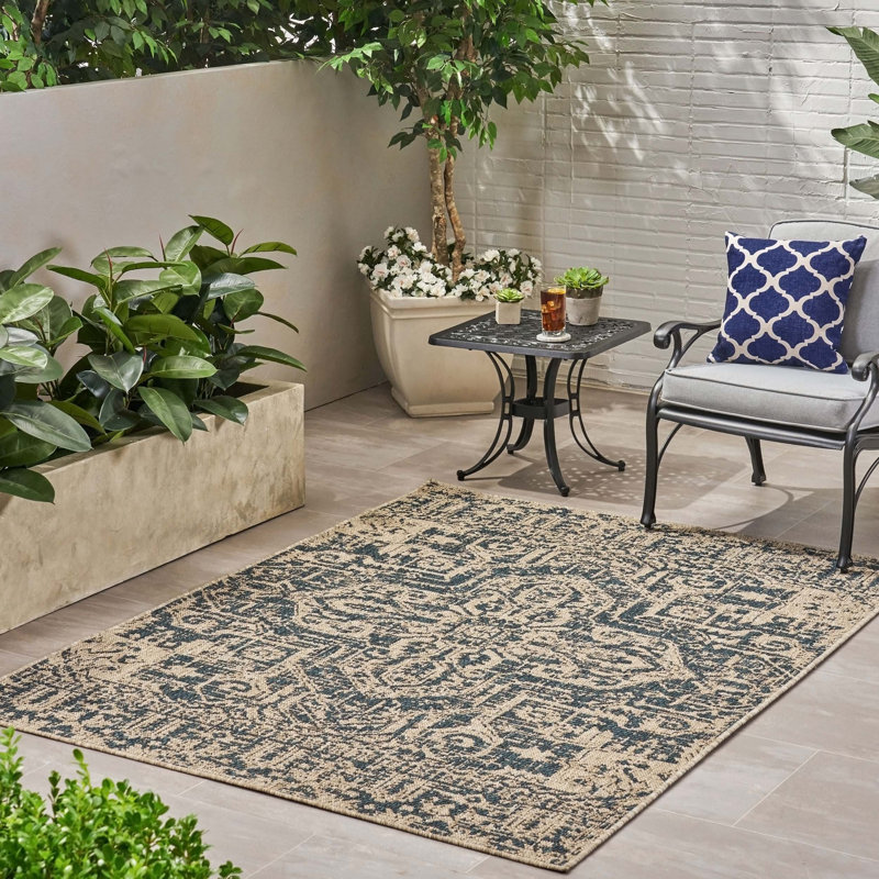 Tan Rectangle Polypropylene 5'3" X 7' Rug