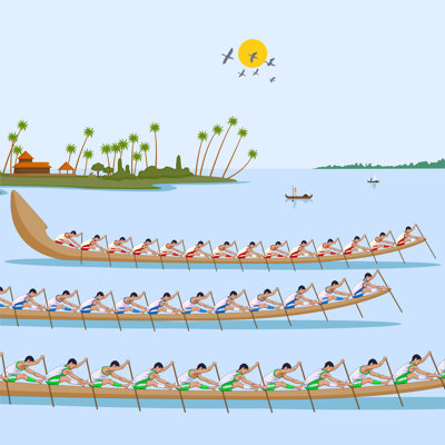 Boat Race Of Kerala by Stockillustration - Wrapped Canvas Print