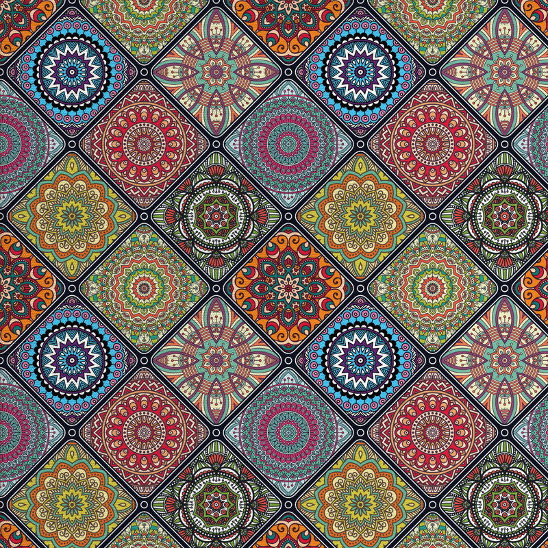 Tissu mandala, l 58 po x L 180 po