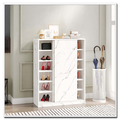 Marble shoe cabient with sliding door have 6 layers can storage at least30 pairs shoes