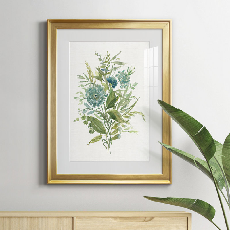 Greenery II - Peinture sur toile encadrée, H 18,5 po x l 24,5 po x P 1,5 po, Or