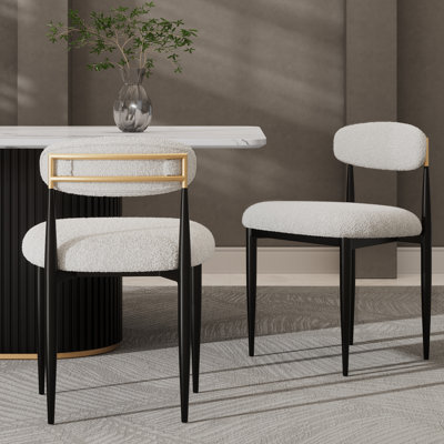 Boucle Upholstered Dining Chairs (Set of 2)