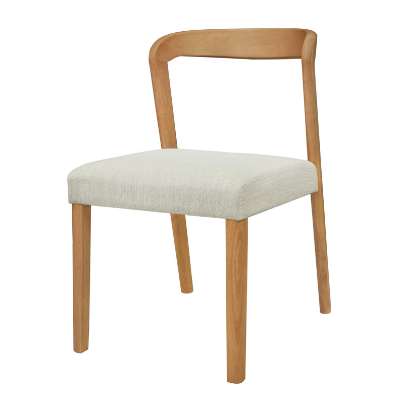 Ensemble de 2 chaises de salle à manger en bois d'hévéa massif (chêne naturel et beige), Naturel + beige, Naturel + beige
