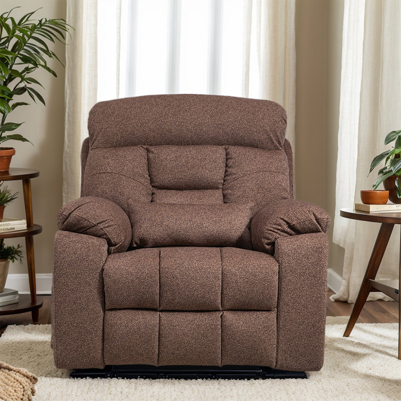 4 OKIN Motors Lay Flat Power Lift Recliner Chair with Heat & Massage, Electric Sofa, Cup Holders, Brown