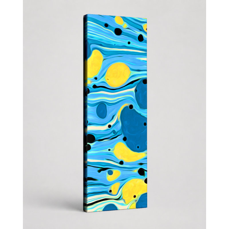 «Blue and Yellow Abstract», art mural sur toile, 12" W x 36" H