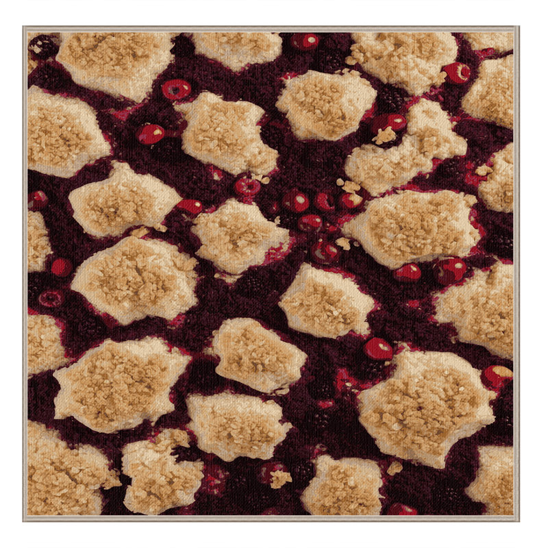 Washable Berry crumble Desserts Area Rug, Square 5'
