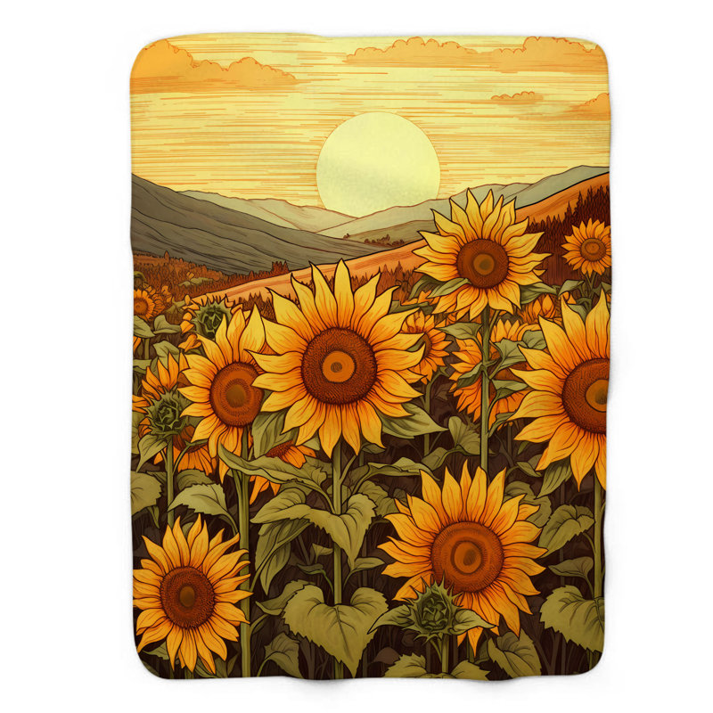 Jeté en sherpa Radiant Sunflower Valley - 1 pièce, L 50 po x L 60 po