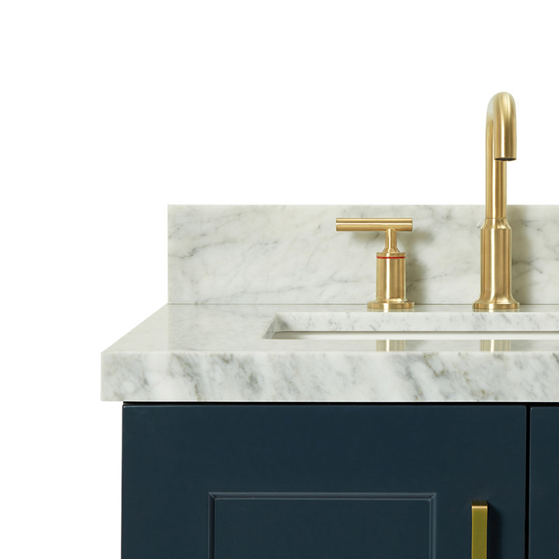 ARIEL TAYLOR 37 IN LEFT OFFSET RECTANGLE SINK VANITY, Midnight Blue, Rectangle, Left 