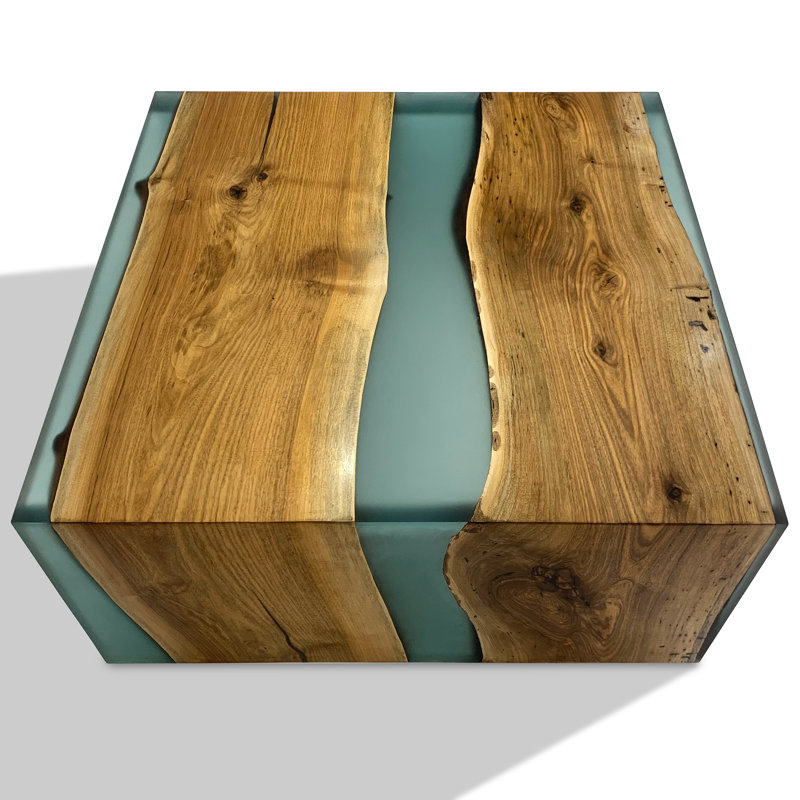 Coffee Table, 17.7" H x 27.6" L x 27.6" W, Natural/Celadon