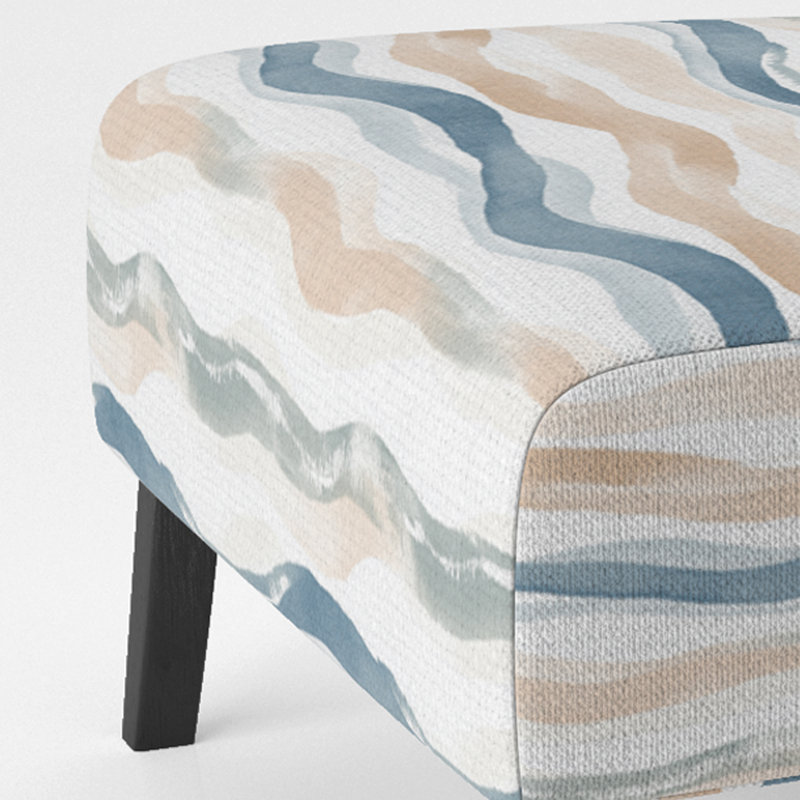 Fauteuil de chambre abstrait rembourré - Fauteuil de chambre bleu Drift Shore, Pantoufle sans accoudoirs