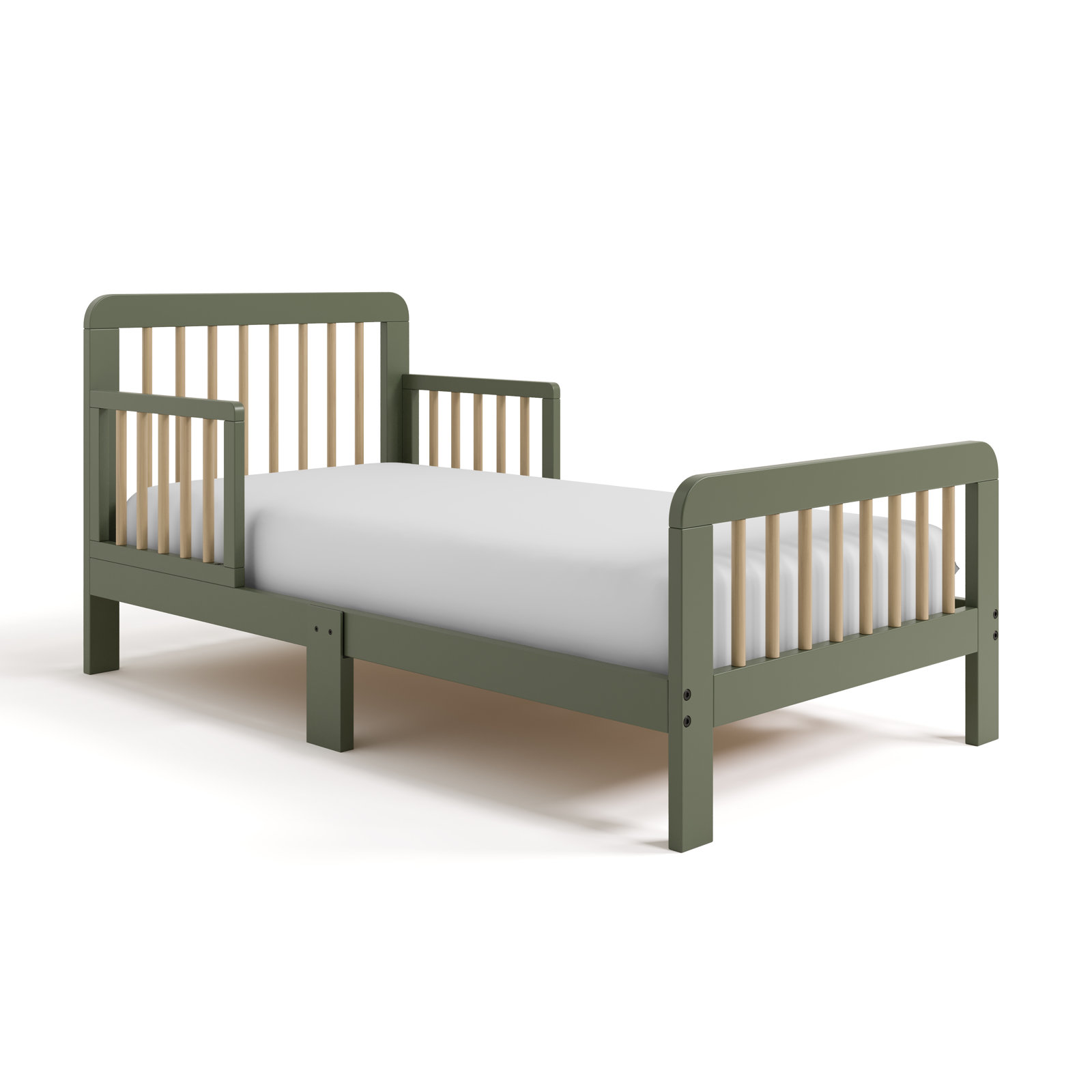 Pasadena Toddler Bed with Guardrails, Olive/Driftwood