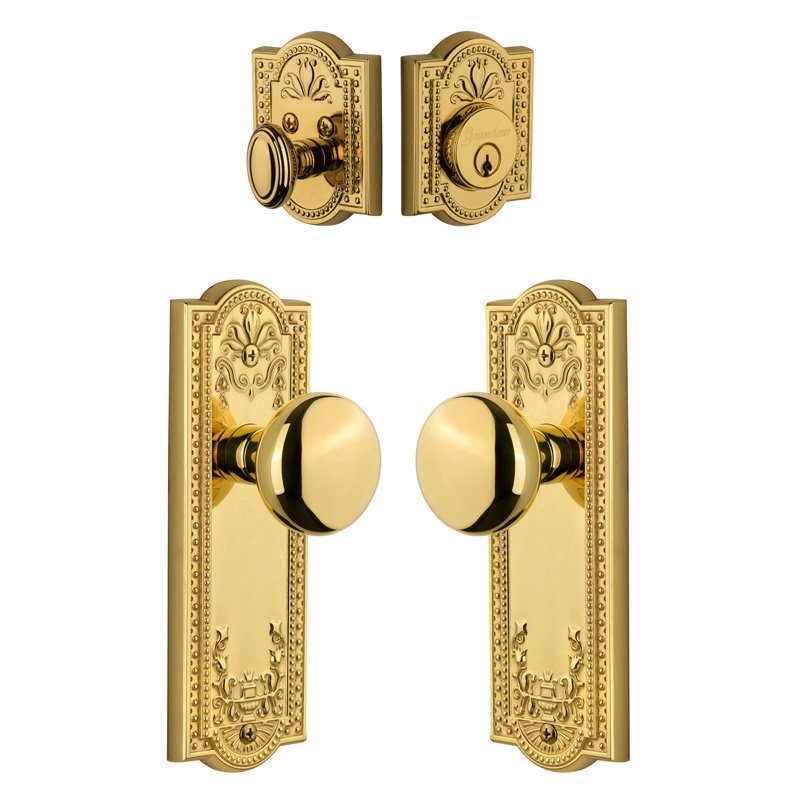 Ensemble de porte d'entrée complet Parthenon avec cylindre simple et pêne dormant, Laiton intemporel