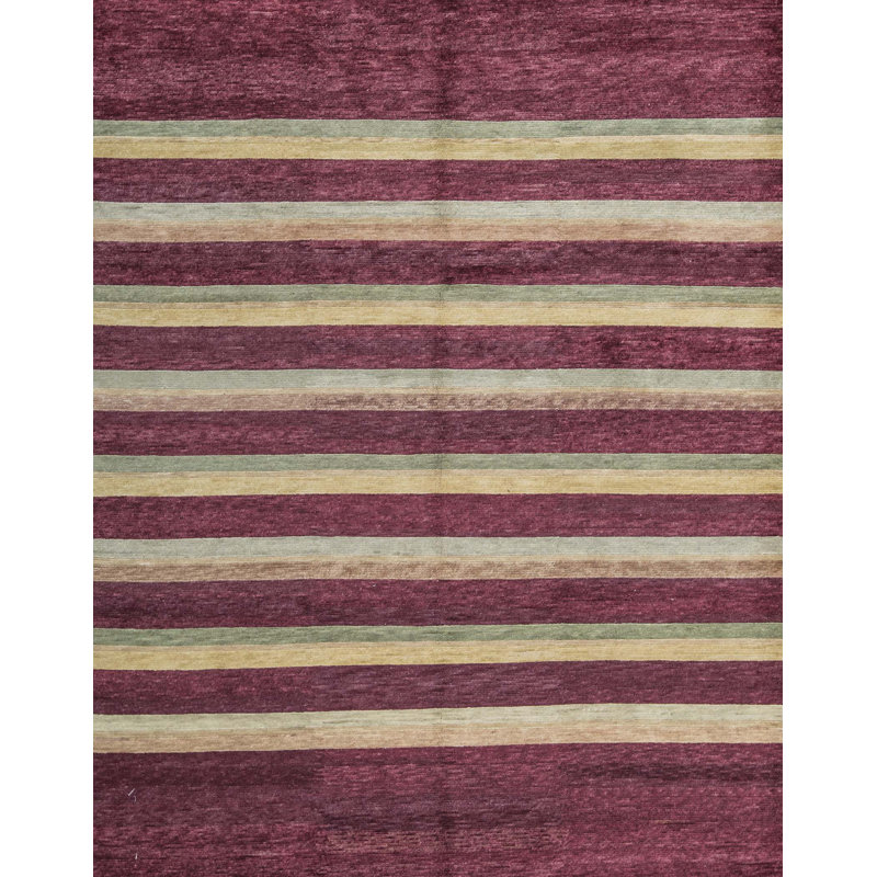 Tapis mauve et beige de haute qualité noué à la main