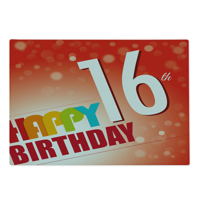 Planche à découper Ambesonne 16ème anniversaire grande taille New Age Joyful Art blanc rouge