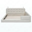 Grand lit plateforme tapissier avec 2 lampes de lecture, blanc-1155215629