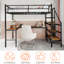 Lit mezzanine avec bureau intégré en forme de L, grands compartiments de rangement, structure robuste avec escalier, garde-corps continu pour une utilisation peu encombrante et silencieuse-1907824811