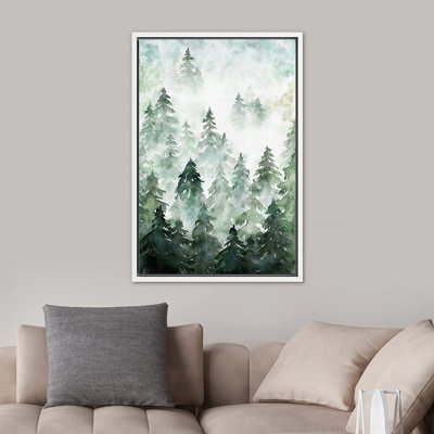 Forêt boisée, paysage, vue aérienne, arbre vert forêt pastel, impression sur toile