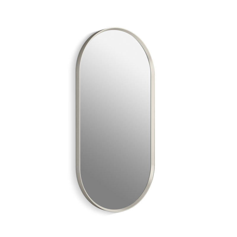 Essential Decorative Bathroom / Vanity Mirror, 36" x 18", Brushed Nickel