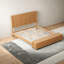 Lit King avec banc de rangement, cadre rustique en bois massif style traîneau pour chambre à coucher
